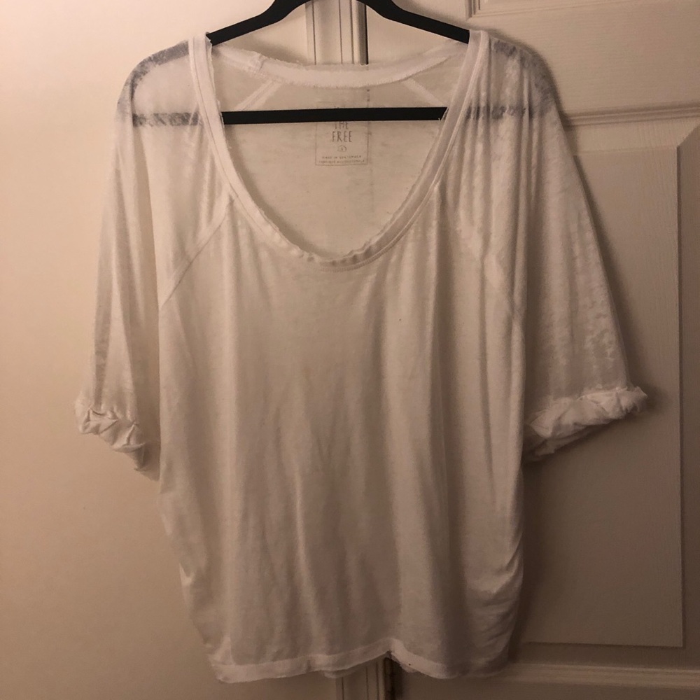 White sheer short sleeve tee